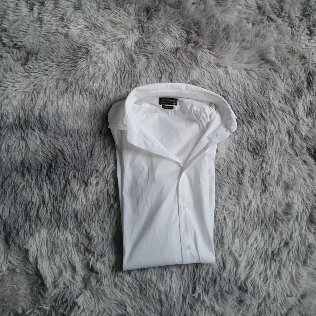 Chemise Zara Man Super Slim Fit Blanche - Taille L - Made in Spain - Coupe Ajustée