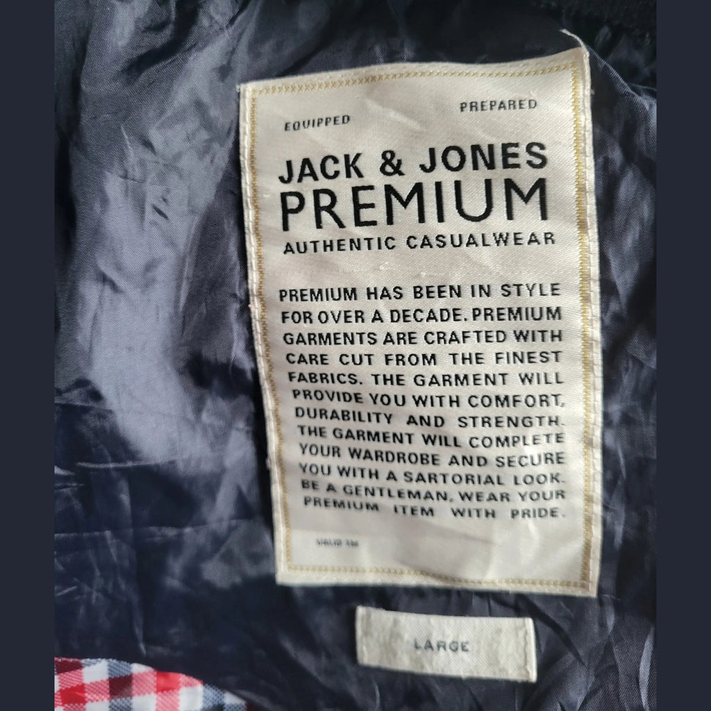 Veste Jack & Jones noire, taille Large, étiquette intérieure visible. Fripes Sélect