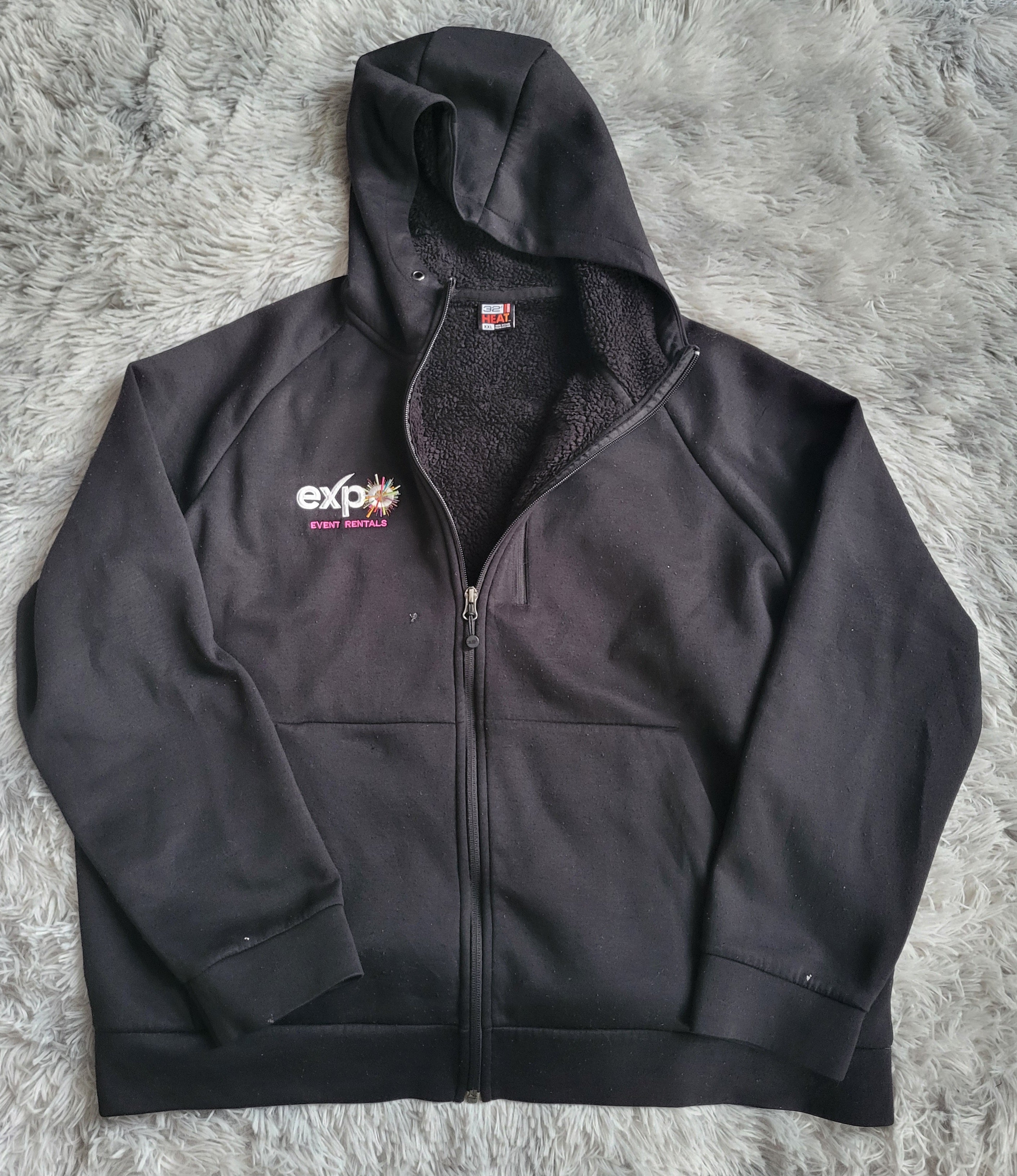 Veste à capuche zippée 32 Degrees Heat – Doublure Sherpa – Taille XXL – Noir