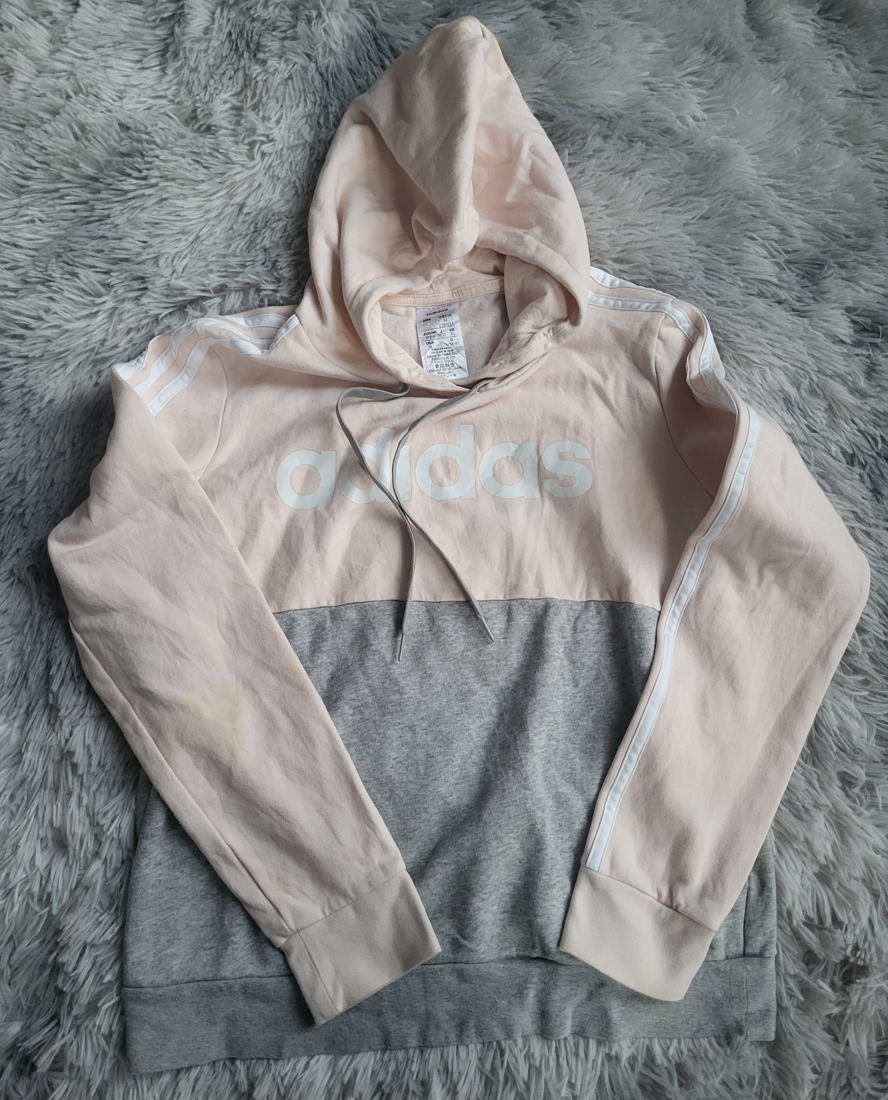 Sweat à capuche Adidas Essentials Colorblock – Rose & Gris – Taille M