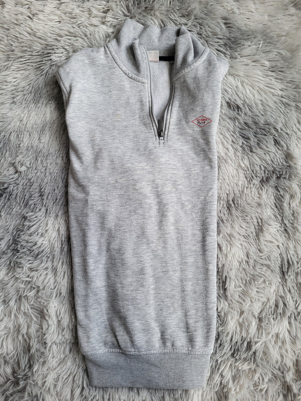 Sweat col zippé Lee Cooper Originals – Gris chiné – Taille M