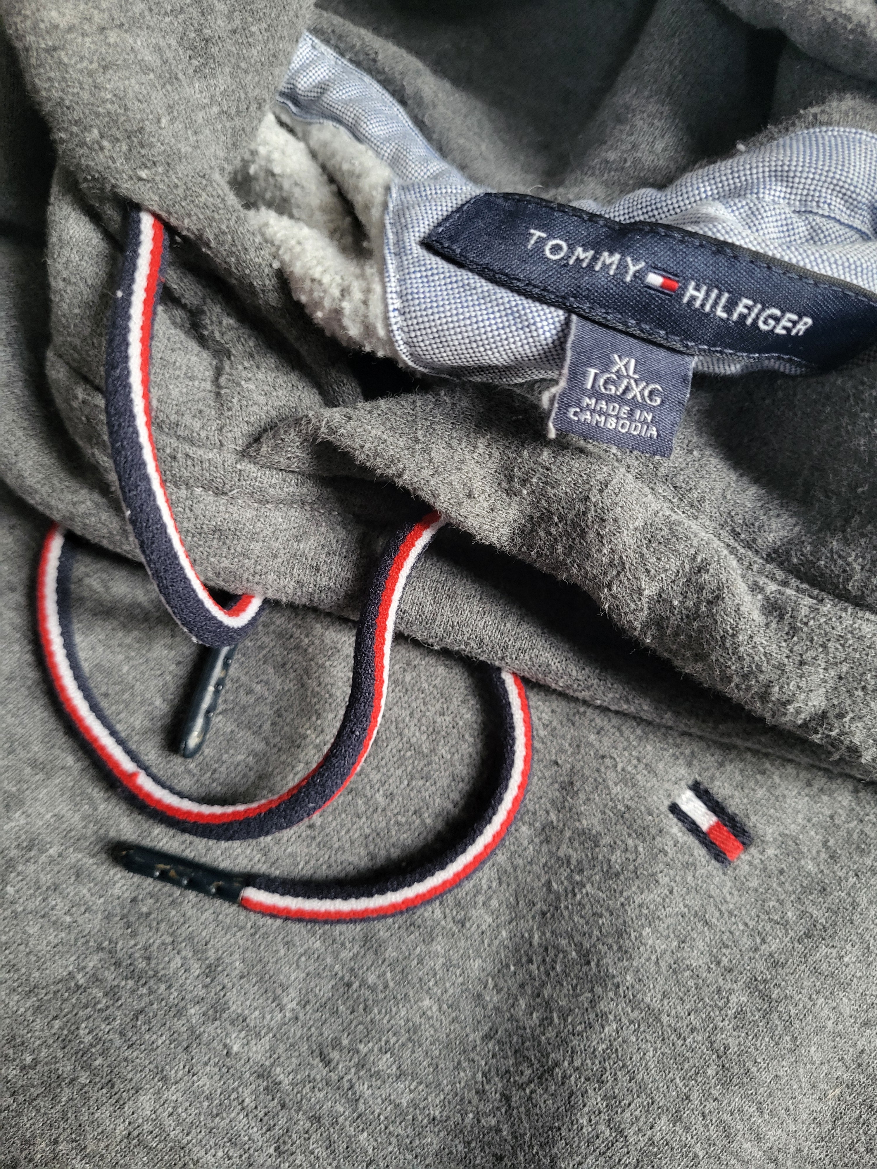 Hoodie Tommy Hilfiger Logo Taped Gris Chiné - Taille XL