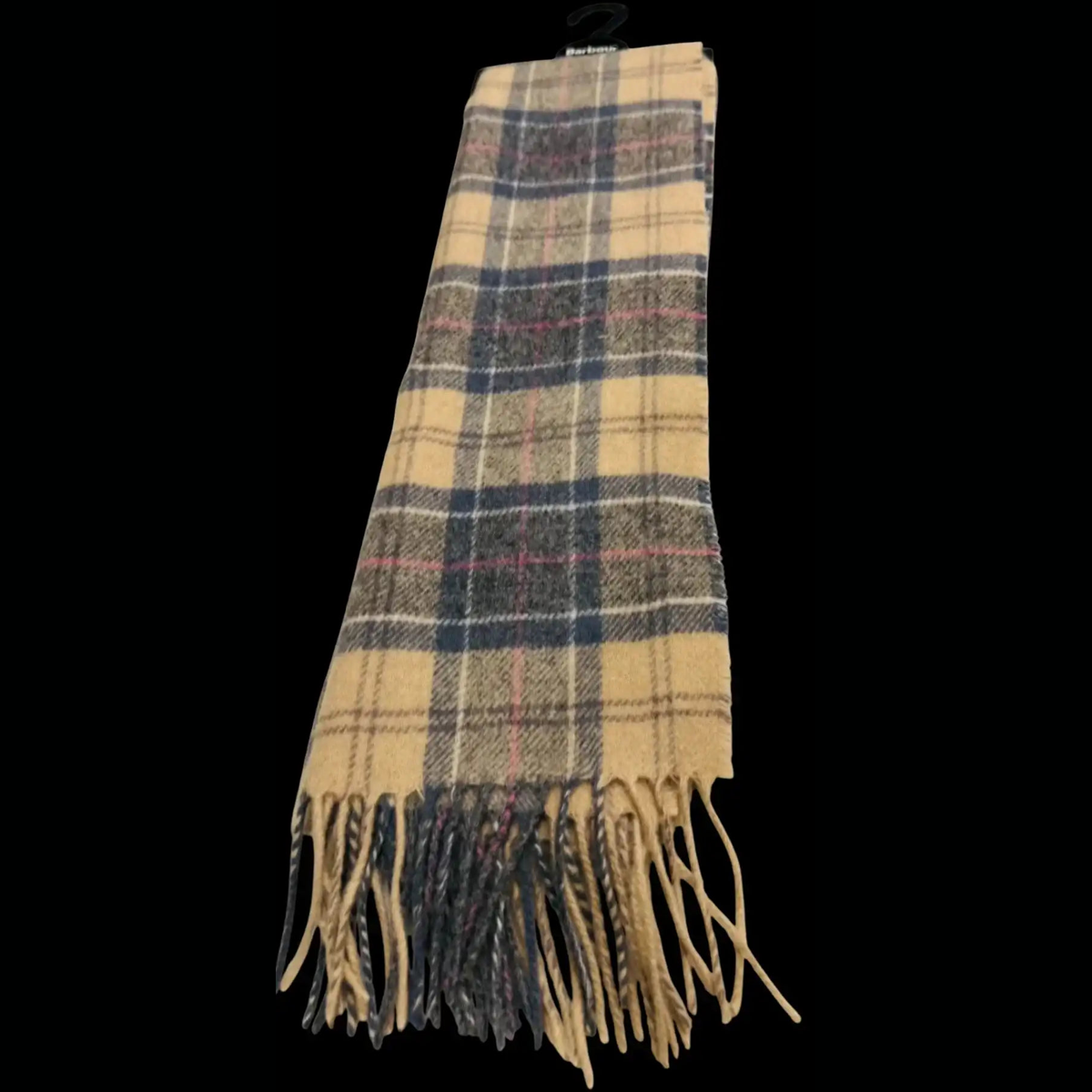 Écharpe Barbour Beige Carreaux Marine Rouge Laine d'Agneau - 180cm