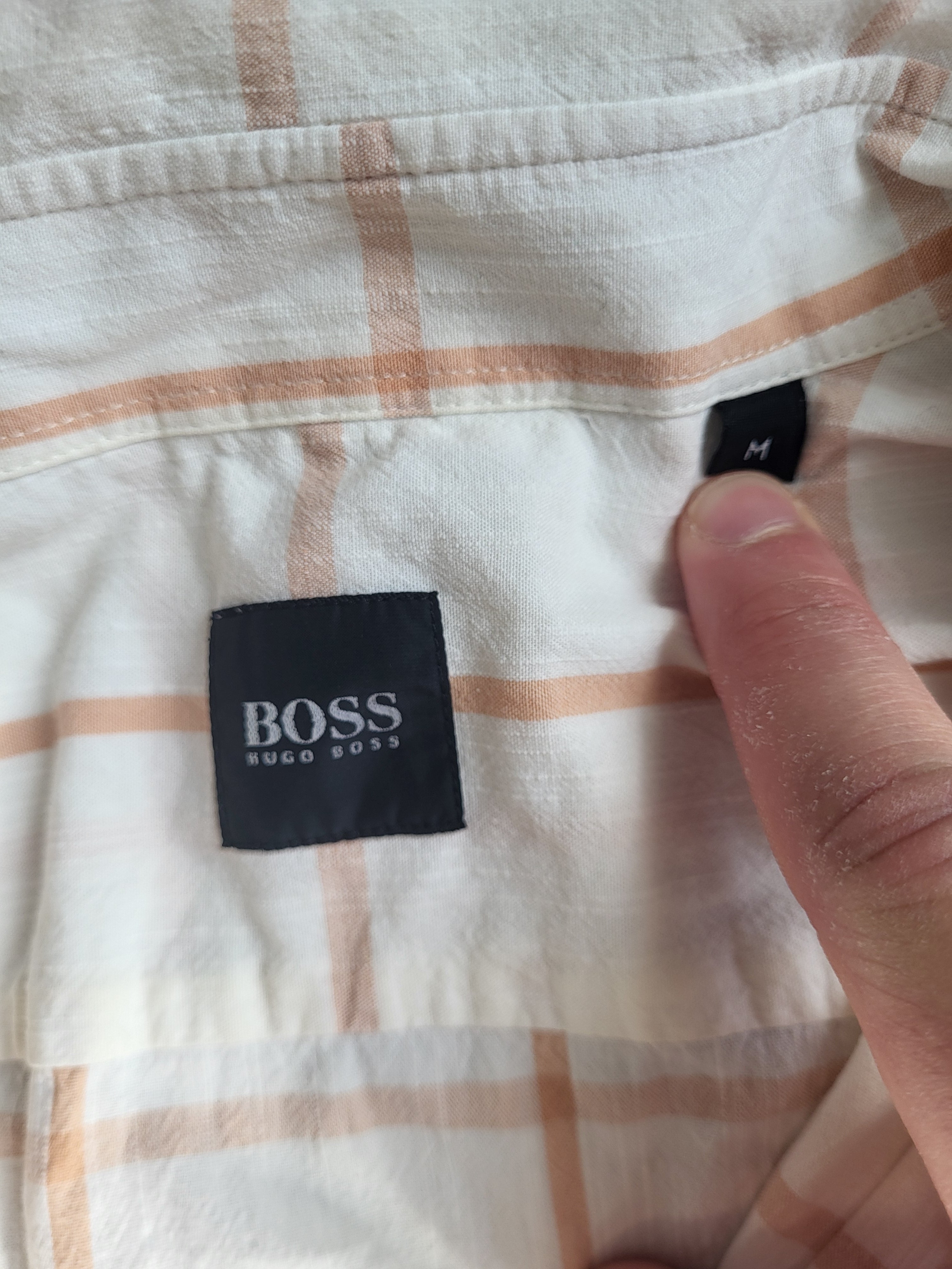 Chemise BOSS Black Vintage 2007 - Carreaux Orange & Écru - Taille M - Archive Luxe