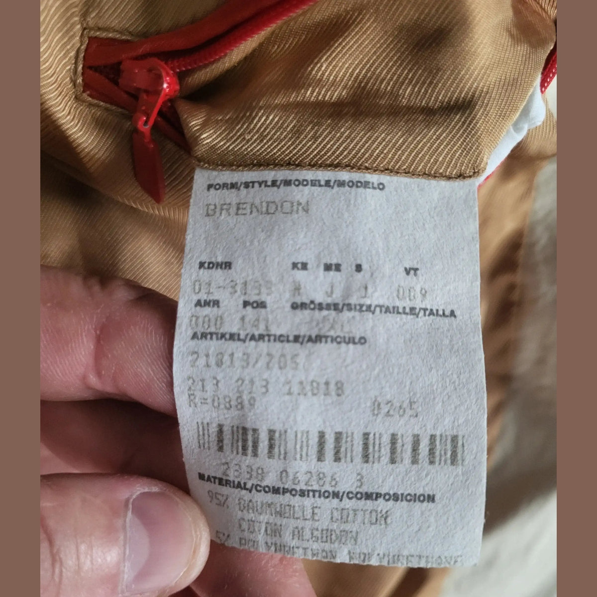 Veste Brendon beige taille L avec fermeture éclair rouge. Fripes Sélect