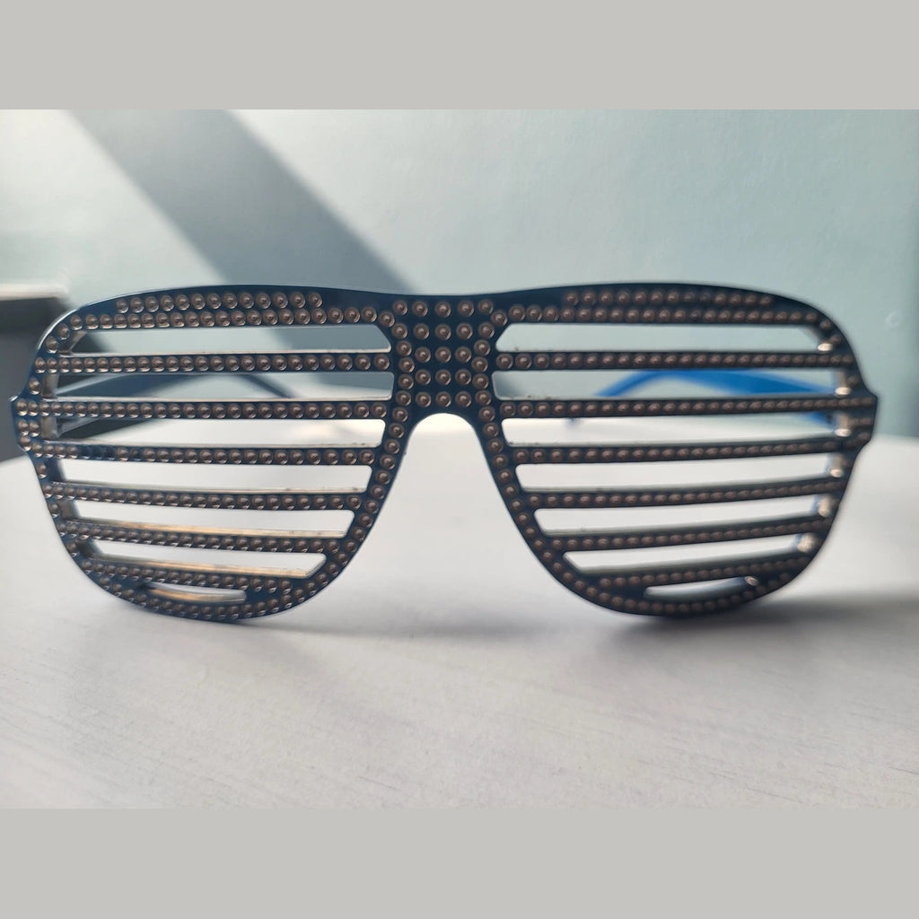 Lunettes Shutter Shades Bleues Strass Bling Bling – Vintage Festival Y2K