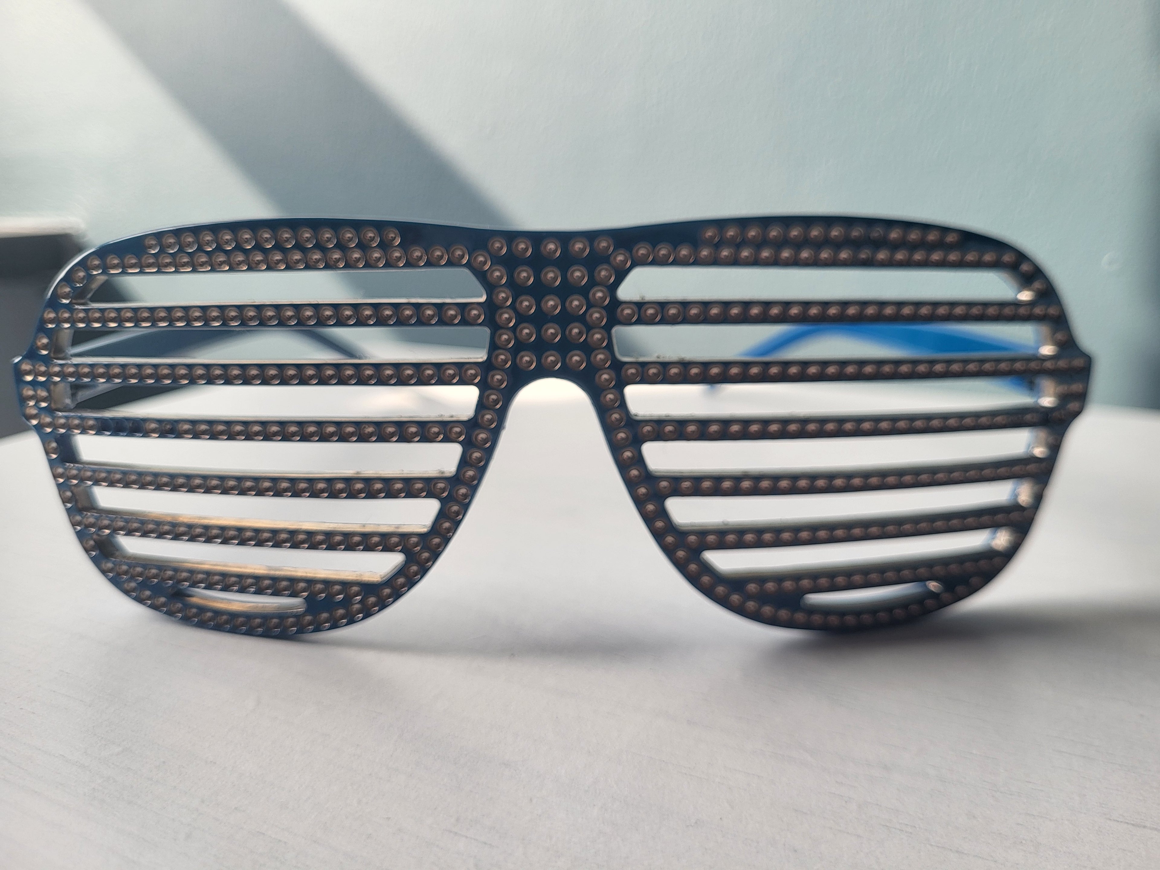 Lunettes Shutter Shades Bleues Strass Bling Bling – Vintage Festival Y2K