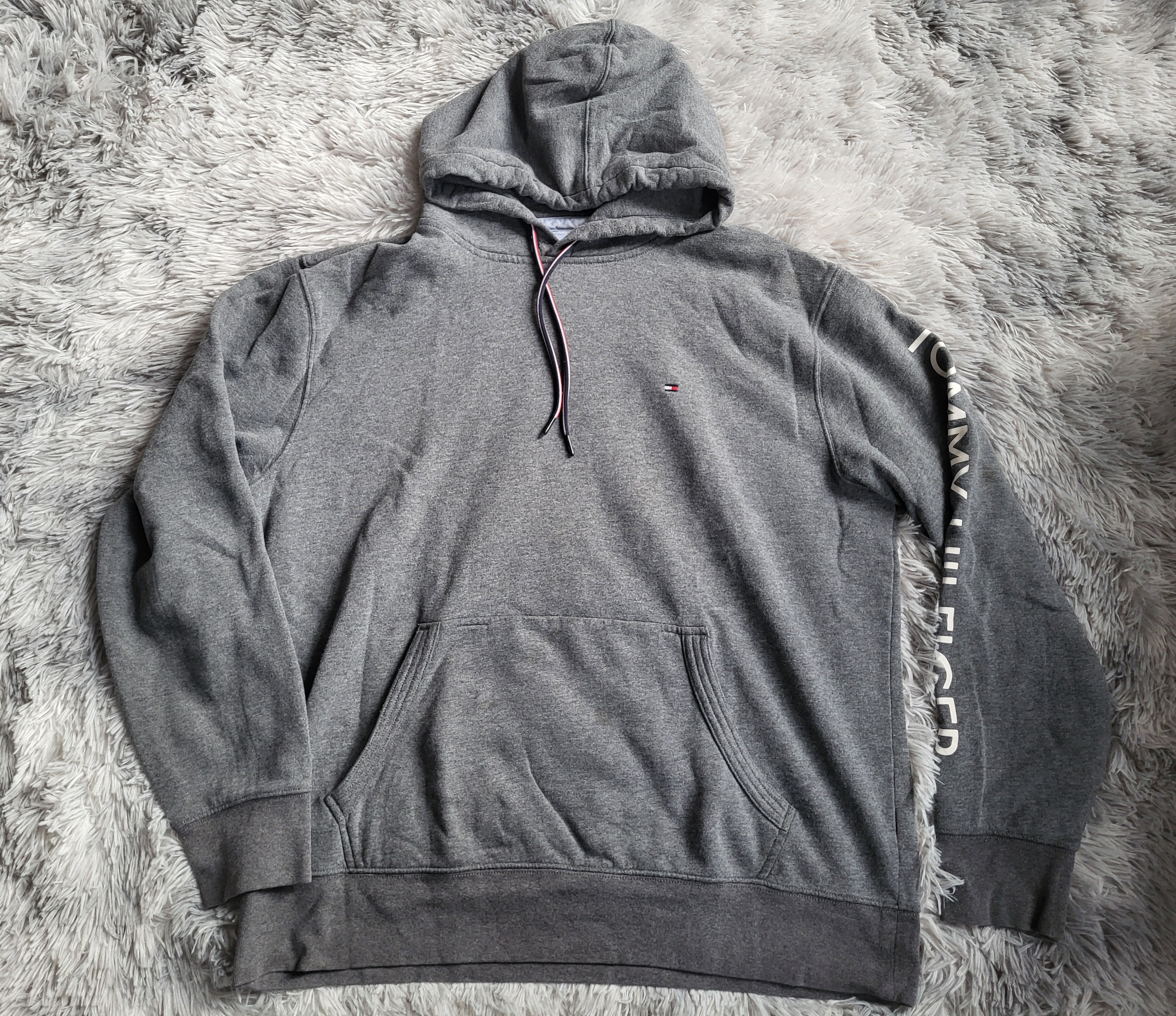 Hoodie Tommy Hilfiger Logo Taped Gris Chiné - Taille XL
