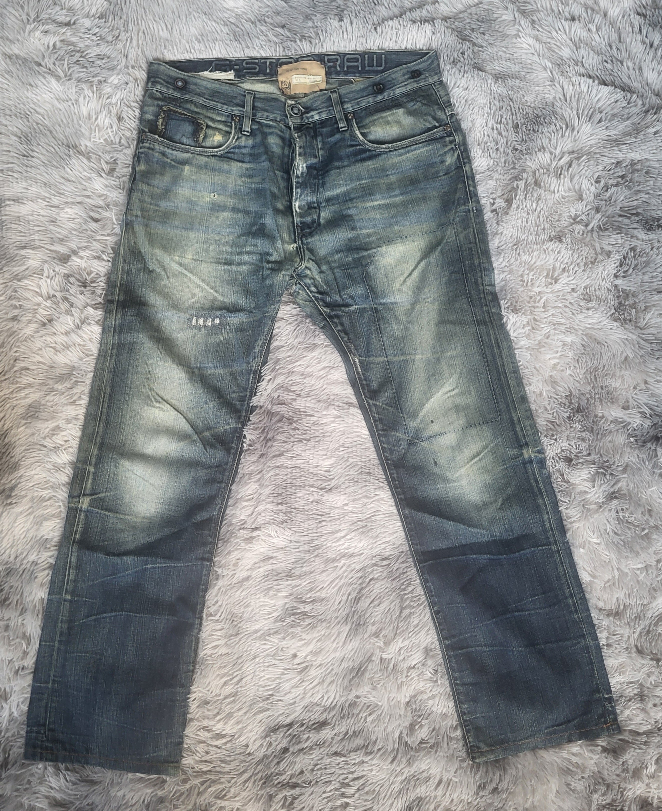 Jean G-Star RAW 3301 Homme W34 L34 Coupe Regular Tapered Délavé