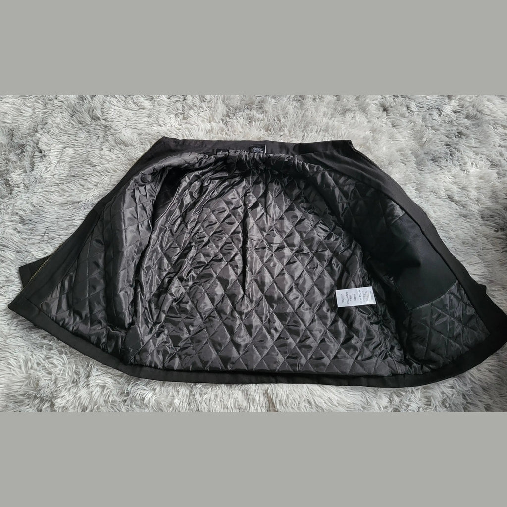 Veste matelassée noire, taille L, sans marque visible, doublure intérieure. Fripes Sélect