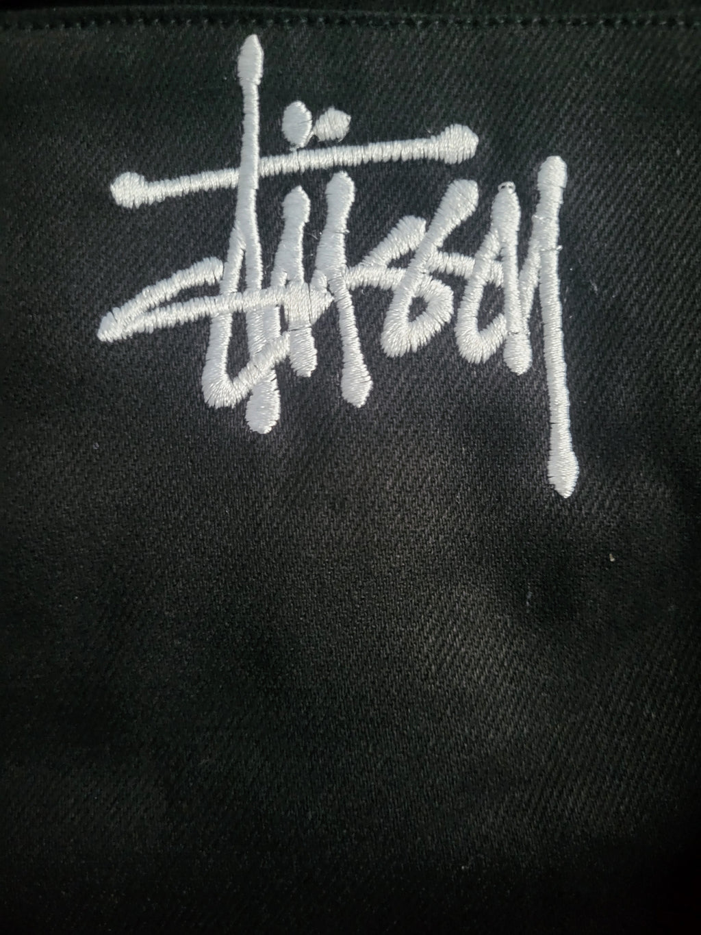 Veste Stüssy Canvas Shop Jacket Noire - Double Logo Brodé (Avant & Dos)Homme  - Style 118481 - Taille M - Neuf