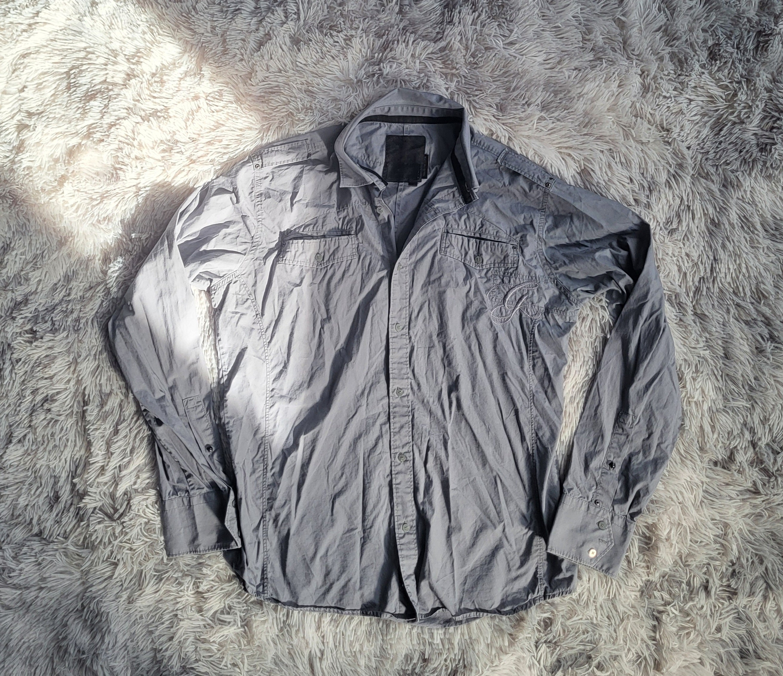 Chemise G-Star RAW 3301 Denim Gris Délavé - Taille XL - Style Workwear Workwear - À RÉPARER