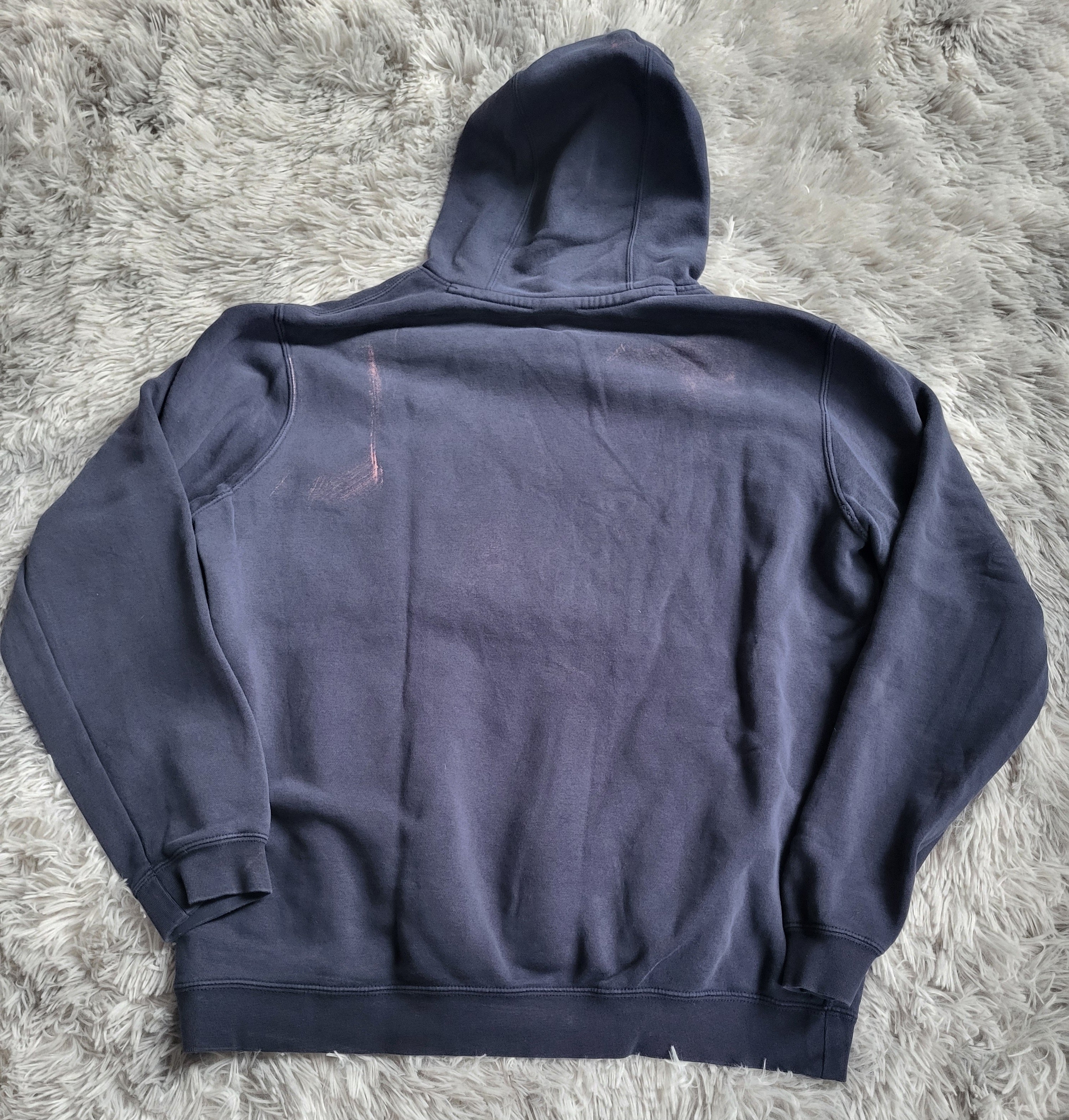 Hoodie Nike Vintage Spellout Bleu Marine - Look Distressed - Taille L