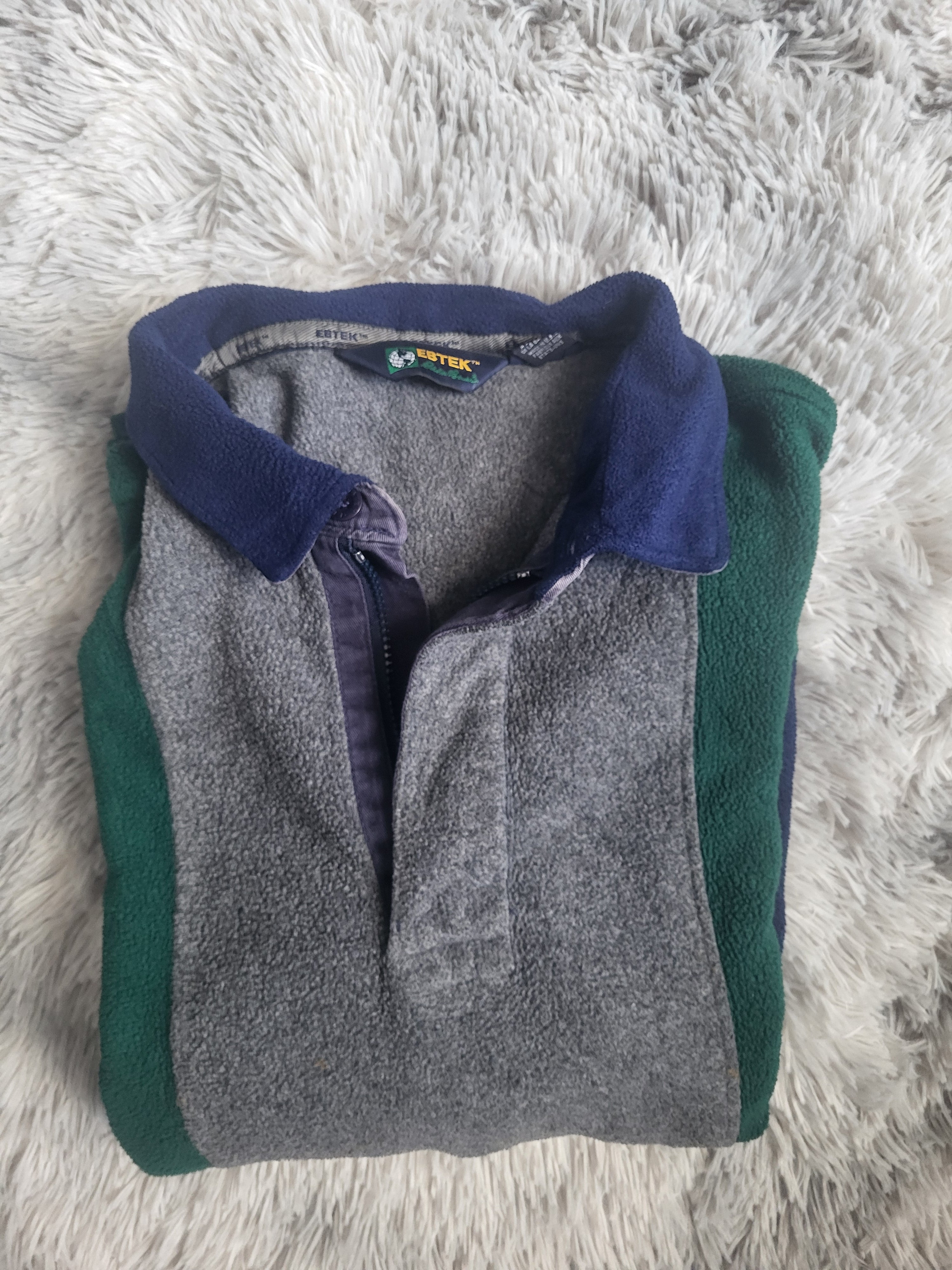 Sweat Polaire Vintage Eddie Bauer EBTEK 90s – Colorblock – Taille XL – Outdoor Tech Gorpcore