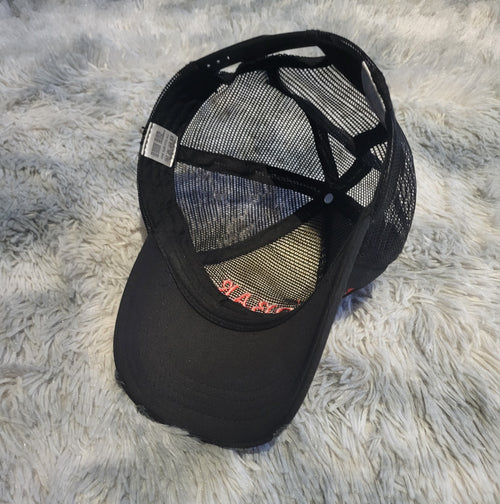 Casquette Trucker Vintage ESCOBAR – Broderie 3D – Base Atlantis – Noir & Rouge