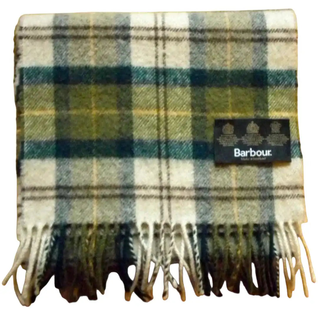 Écharpe Barbour Vintage Laine d'Agneau Écosse Carreaux Triple Warranty