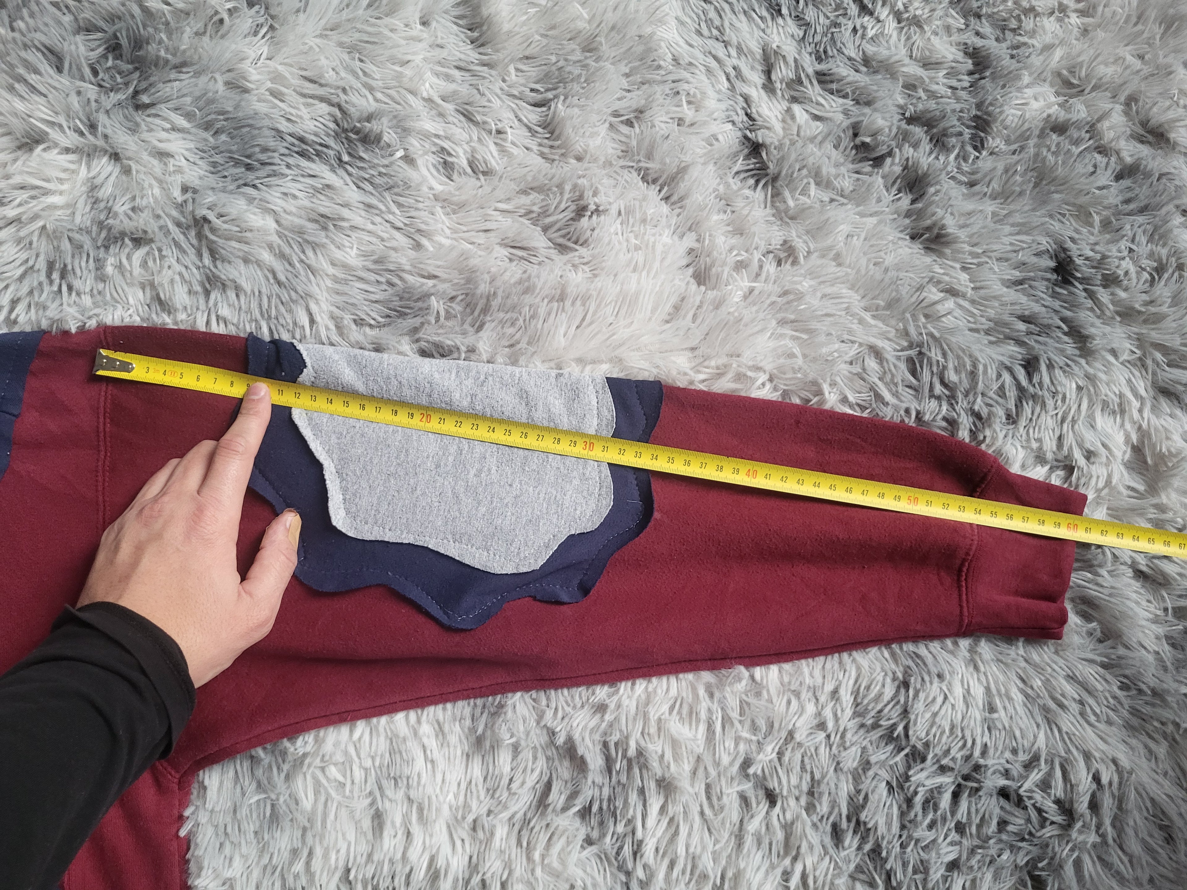 Sweat à capuche Stüssy Reworked Patchwork – Pièce Unique 1/1 – Bordeaux, Gris & Bleu – Taille XL (Ultra-Boxy Fit)