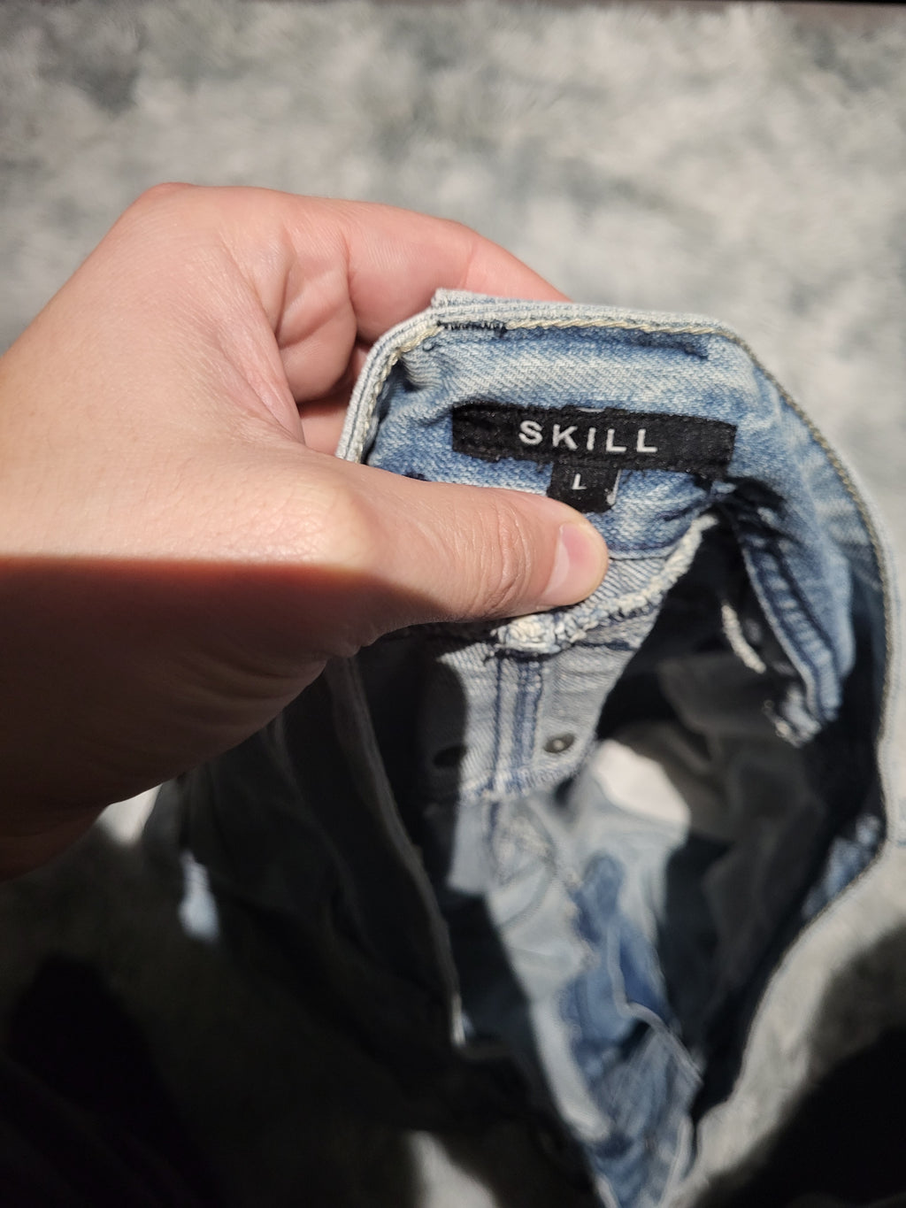 Short Jeans Bermuda SKILL – Bleu Délavé – Taille L – Style Y2K Streetwear