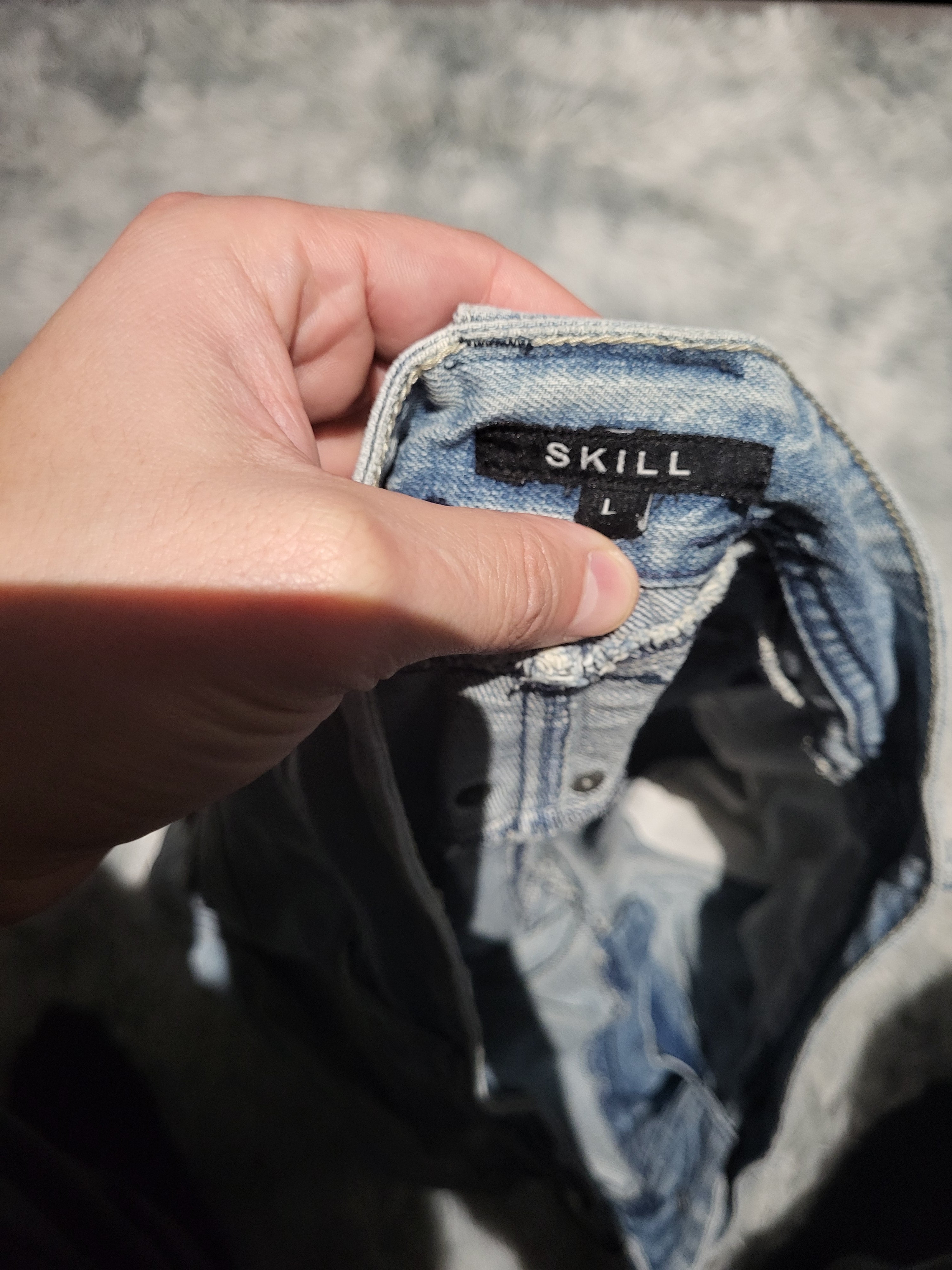 Short Jeans Bermuda SKILL – Bleu Délavé – Taille L – Style Y2K Streetwear