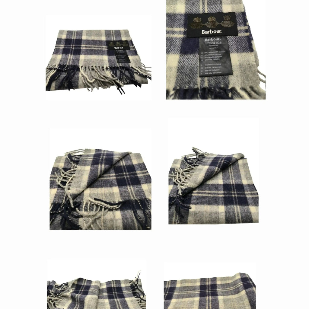 Écharpe Barbour à carreaux bleu et gris, taille unique, Fripes Sélect
