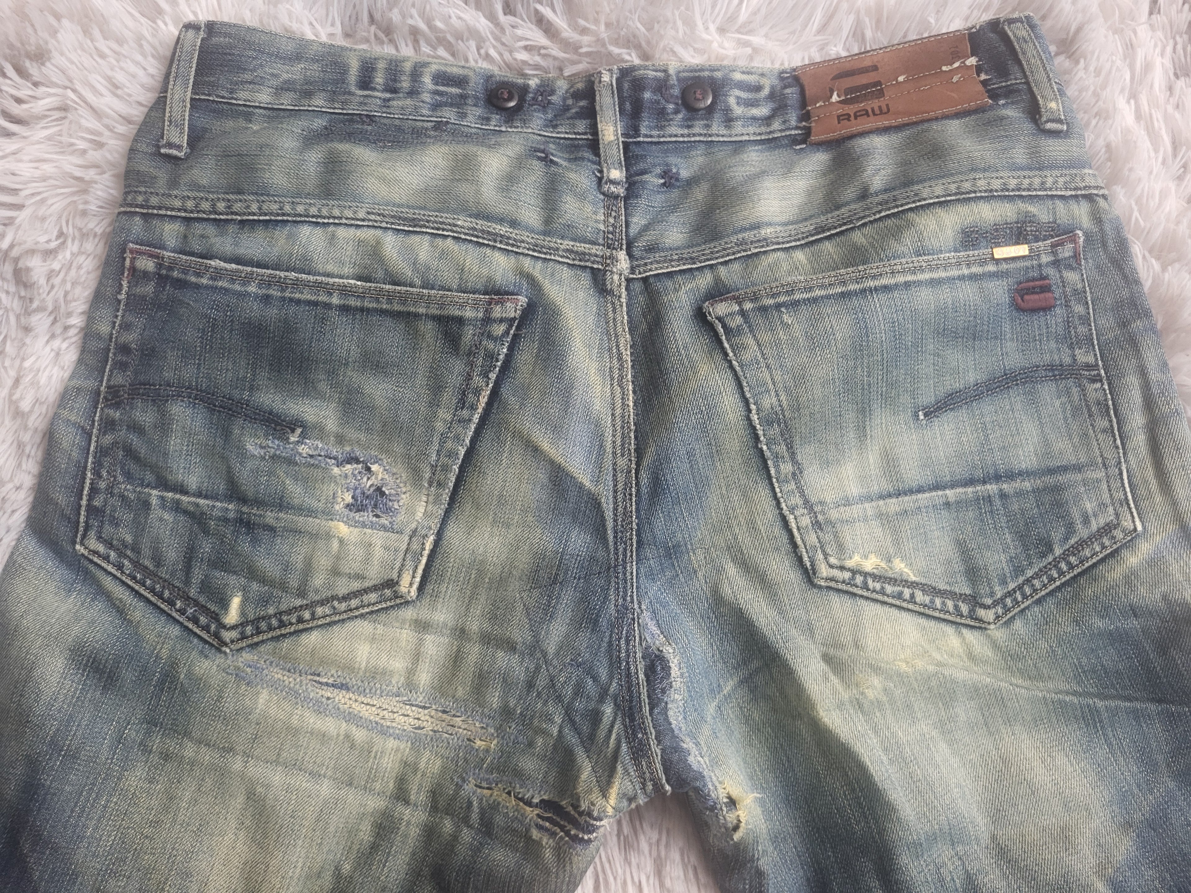 Jean G-Star RAW 3301 Homme W34 L34 Coupe Regular Tapered Délavé