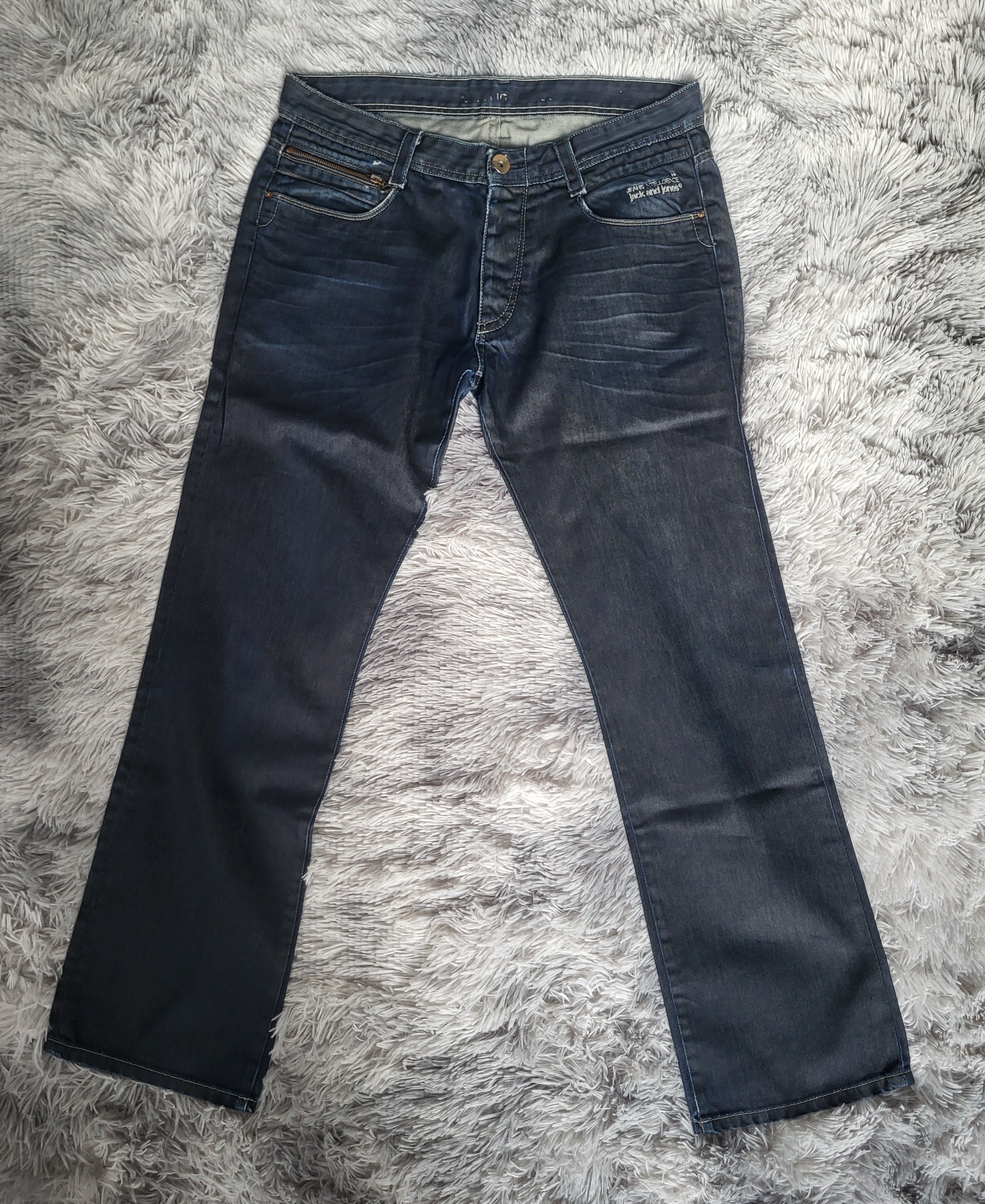 Jean Jack & Jones Core One Coated Bleu Marine – Coupe Droite – W36 L34 – XL – Renforcé