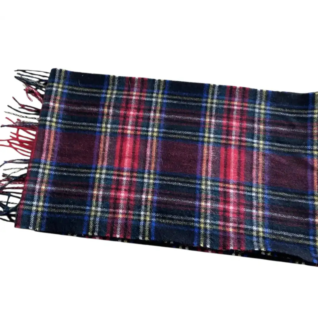 Écharpe Barbour Tartan Bleu Rouge Jaune Laine Cachemire Luxe Occasion