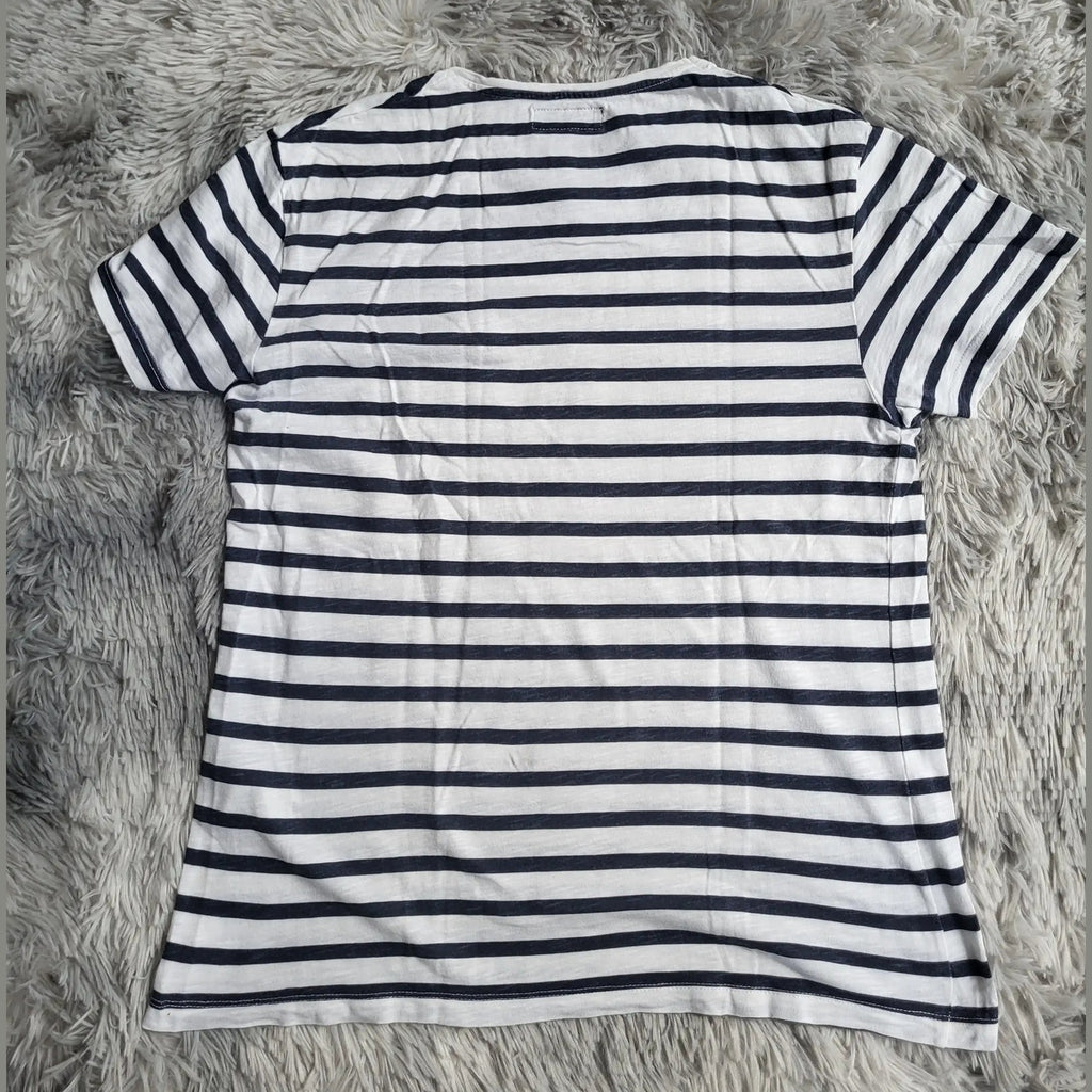 T-shirt Zara Man Basic Rayé – Style Marinière – Taille M – 100% Coton - Petit Prix