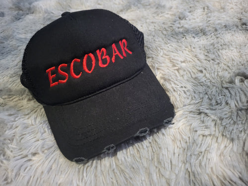 Casquette Trucker Vintage ESCOBAR – Broderie 3D – Base Atlantis – Noir & Rouge