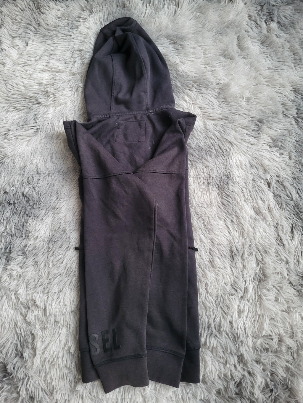 Sweat à capuche zippé Diesel Larse – Gris Foncé – Taille L – Logo embossé