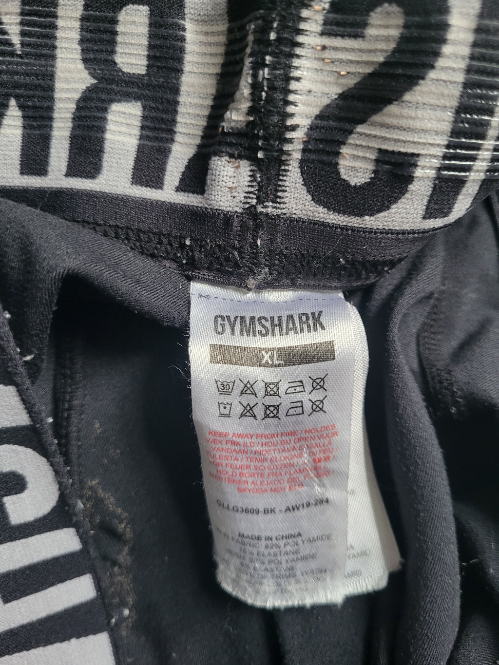 Legging de Sport Gymshark – Logo Waistband – Noir – Taille XL – Fitness & Training